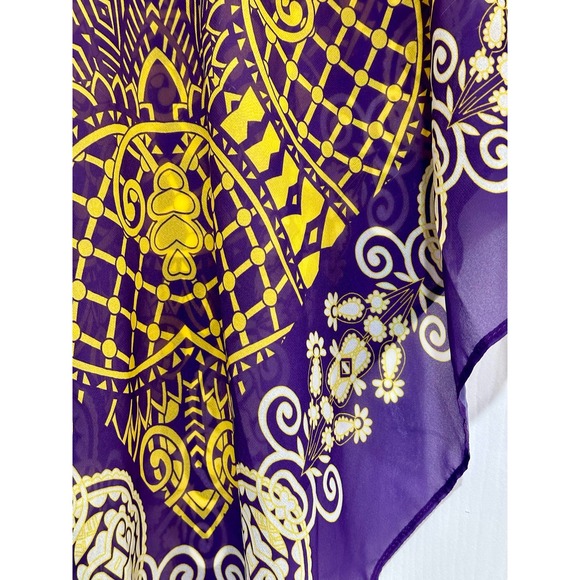 Shaw scarf poncho purple yellow LSU themed Tiger's eye Emerson Street Size S/M - Picture 4 of 7